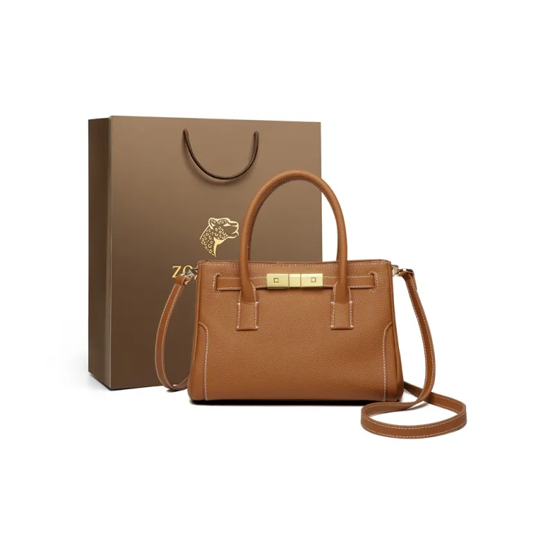 ZOOLER Cow Leather One Shoulder Handbag Women's Phantom Night Black/Gold Brown/Cream Apricot-5