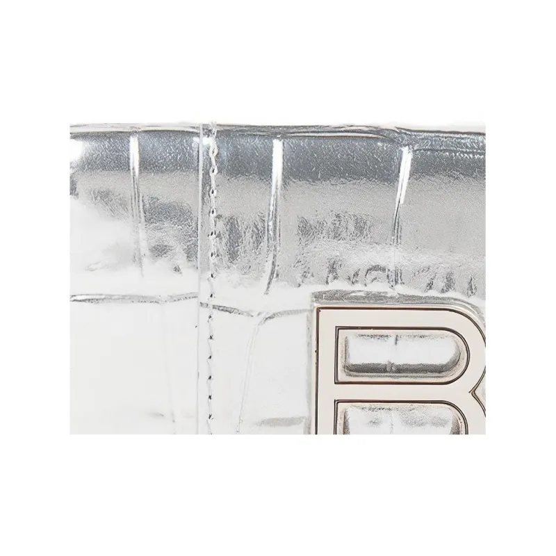 Balenciaga Hourglass Calfskin Wallet Mini Women's Silver-4