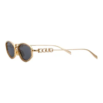 GUCCI Crystal Metal Oval Sunglasses Women's Gold