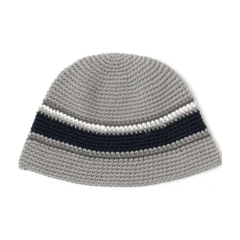 Beams Cotton, Knitted Fabric Beanies Men's Gray