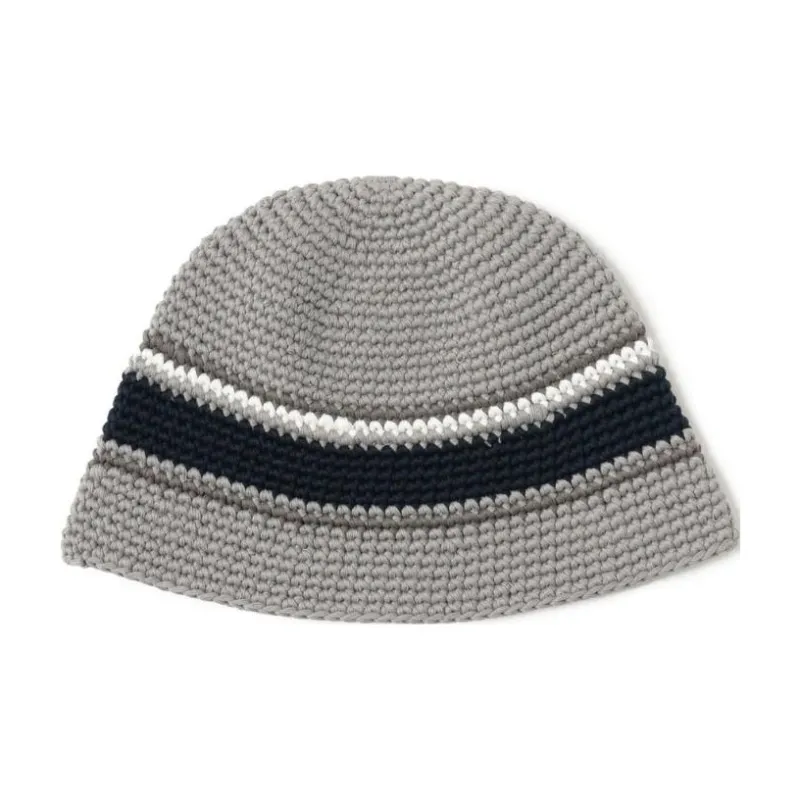 Beams Cotton, Knitted Fabric Beanies Men's Gray-0