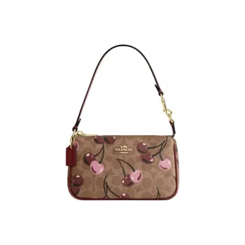 COACH Nolita Artificial Leather Handbag Small Size Women's Brown Yellow