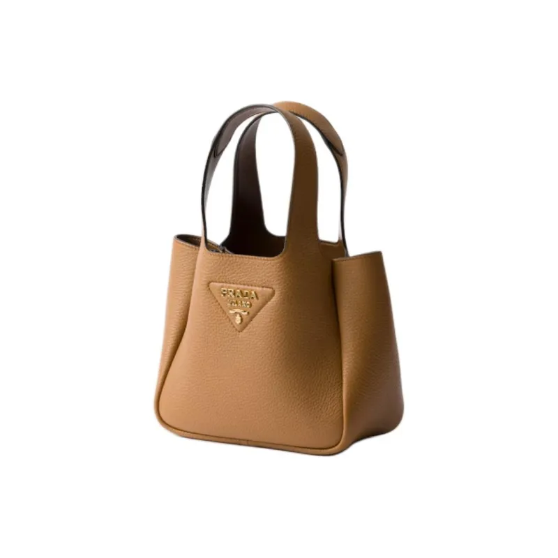 PRADA Cow Leather Tote Bag Shopping Bag Handbag Mini Women's Camel-1