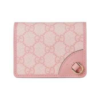 GUCCI GG Emblem Coated Fabric Wallet Mini Women's Pink