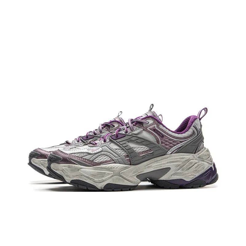 LiNing Red Sugar 2 Cushioning Anti-Slip And Wear-Resistant Support Low-Top Casual Shoes Women's Gray Purple-2