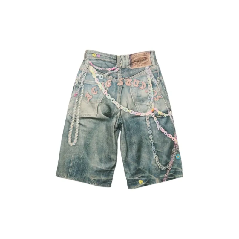 Acne Studios Kawaii Keychains Denim Shorts-1