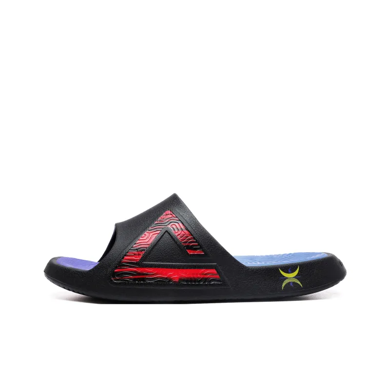 PEAK Attitude 7.0 Graffiti Slip Resistant Abrasion Resistant Cushioning Slide Slippers Unisex Red Blue Mismatched-1