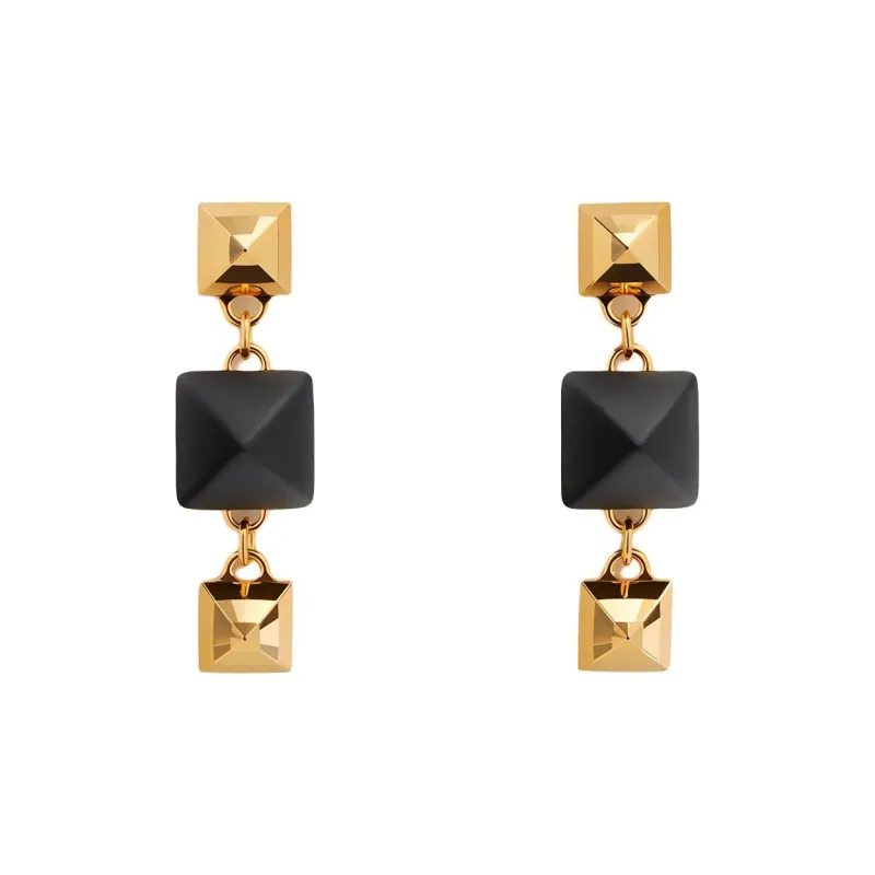 HERMES Calfskin, Metal Earrings Unisex Gold-0