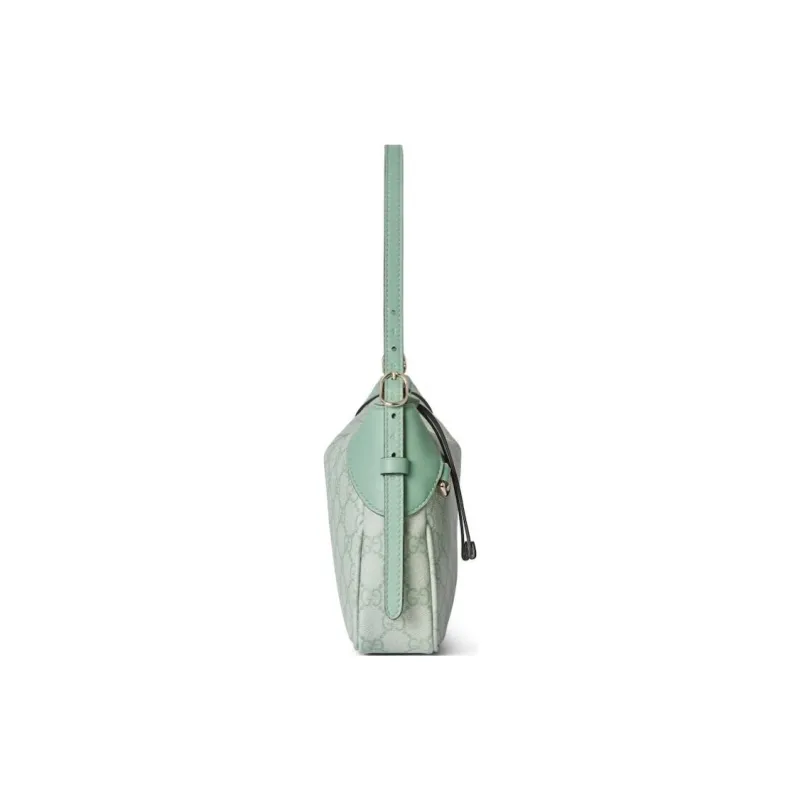 GUCCI GG Emblem Coated Fabric Shoulder Bag Small Size Women's Gray Green-5