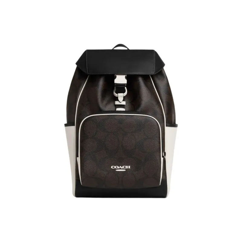 COACH RACER Artificial Leather Backpack Medium Size Unisex Black & White-0