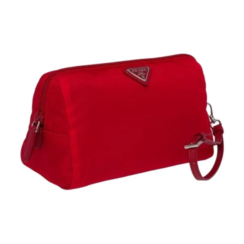 PRADA Nylon Makeup Bag Women's Red-1
