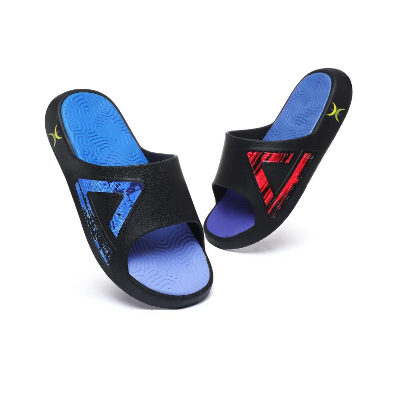 PEAK Attitude 7.0 Graffiti Slip Resistant Abrasion Resistant Cushioning Slide Slippers Unisex Red Blue Mismatched-5