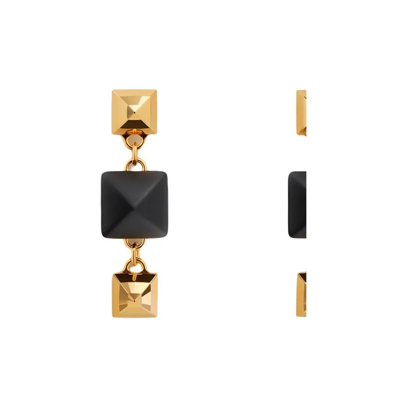 HERMES Calfskin, Metal Earrings Unisex Gold-2
