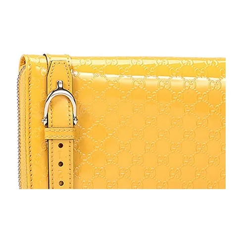 GUCCI Patent Leather Wallet Women's Yellow/Candy Color-4