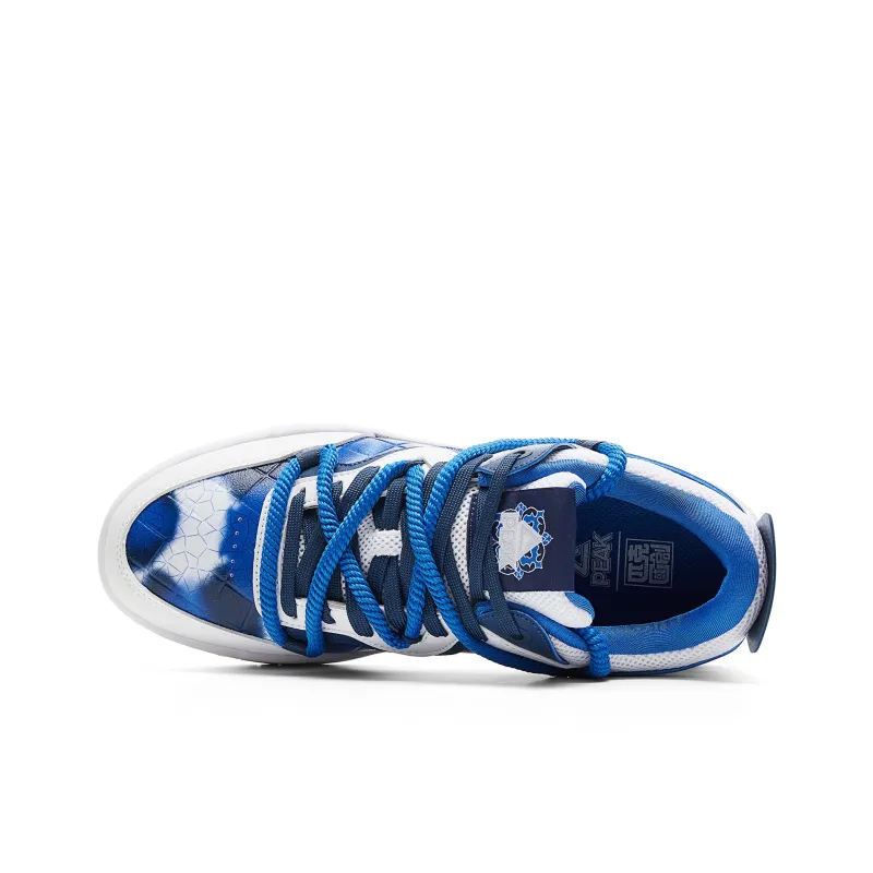 PEAK Wear-Resistant Breathable Slip-Resistant Low-Top Skateboard Shoes Men's All White Youth Blue-3