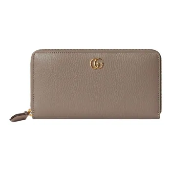 GUCCI Marmont Leather Wallet Women's Taupe