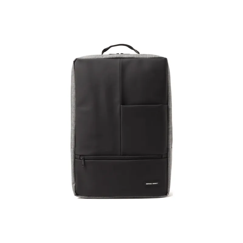 Beams Heart Polyester Backpack Men's Charcoal Gray & Black-0
