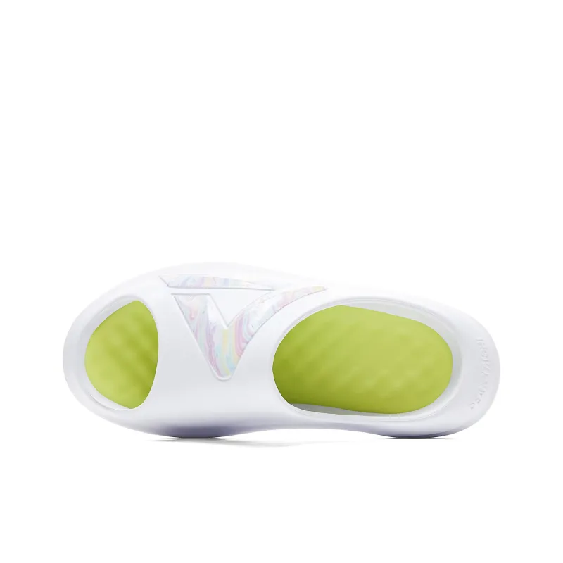 PEAK Slip-Resistant Abrasion-Resistant Cushioning Slide Slippers Men's Large White Light Green-3