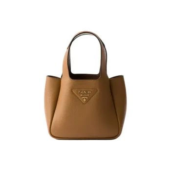 PRADA Cow Leather Tote Bag Shopping Bag Handbag Mini Women's Camel