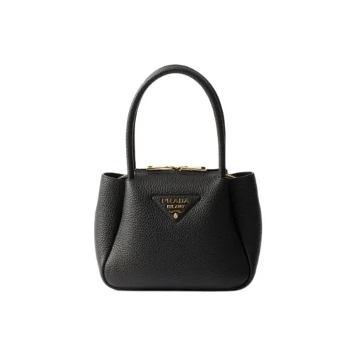 PRADA Cow Leather One Shoulder Handbag Mini Women's Black