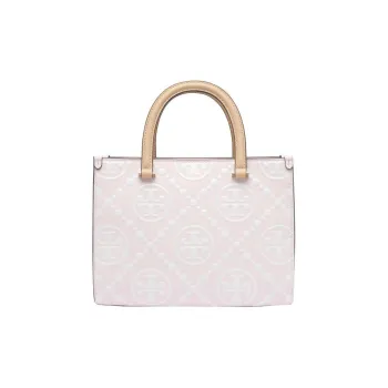 TORY BURCH T Monogram Leather Tote Bag, Shopping Bag, Shoulder Bag, Handbag Medium Size Women's Pink