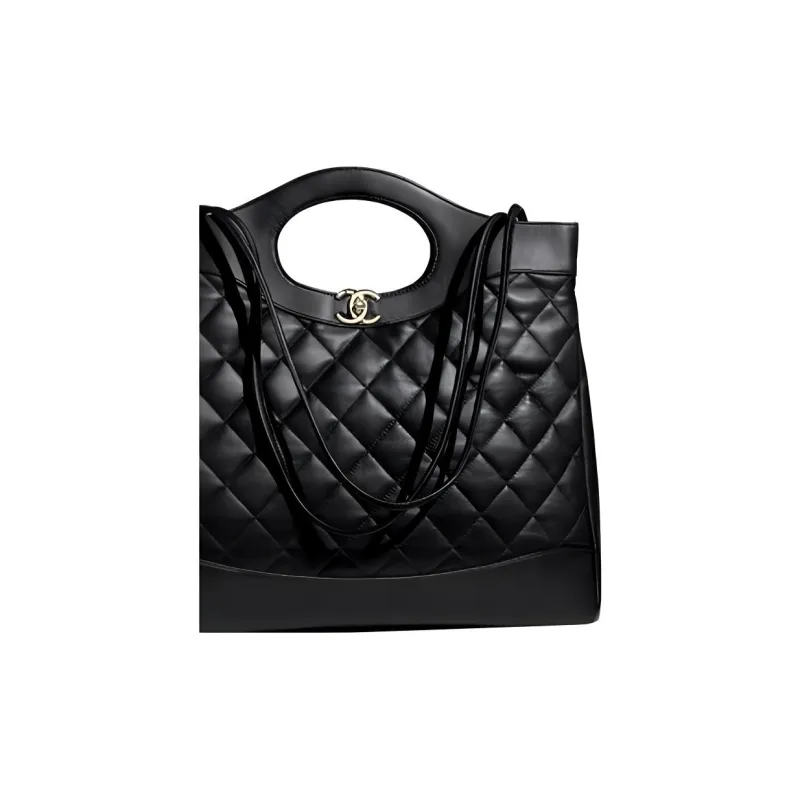 CHANEL Sheepskin Tote Bag, Shopping Bag, Crossbody Bag Women's Black-1