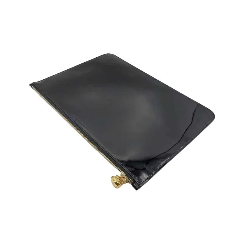 Alexander McQueen Patent Leather Clutch Large Size Women's Black-3
