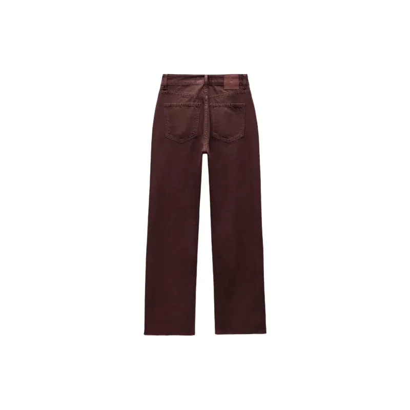 ZARA Jeans Women's Burgundy Red-1
