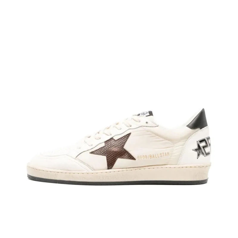 Golden Goose Ball Star Low Top Skateboard Shoes Men's Ecru-0