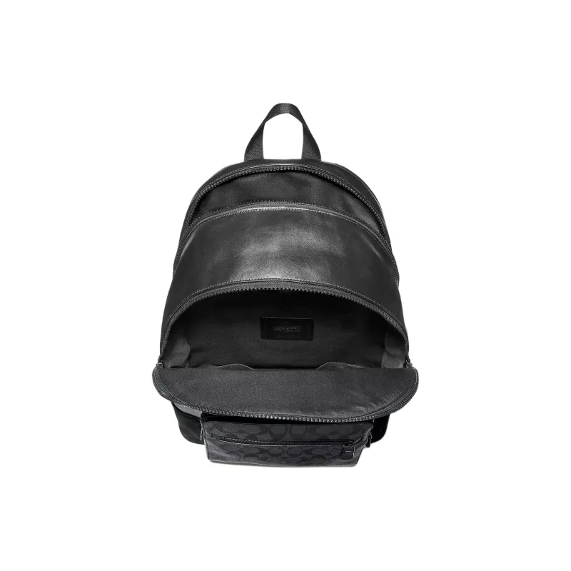 COACH West Canvas With Leather Patchwork Wool Suede Backpack Large Size Men's Black-1