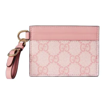 GUCCI GG Emblem Coated Fabric Card Holder Women's Light Pink