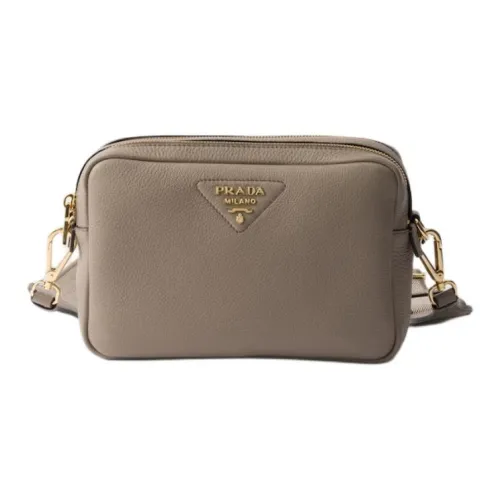 PRADA Leather Crossbody Bag Shoulder Bag Small Size Women's Clay Gray