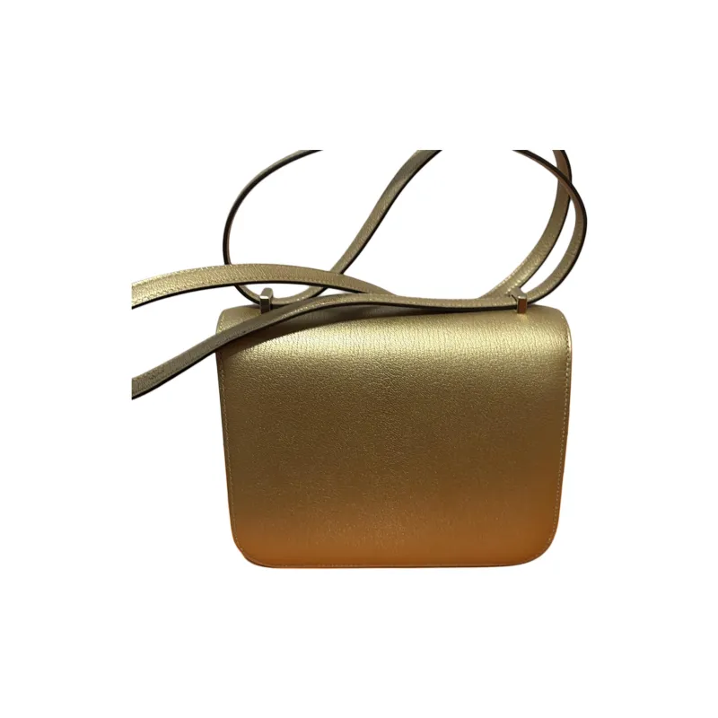 HERMES Constance Goatskin Shoulder Bag Mini Unisex Y9 Dorè Gilded Gold-2