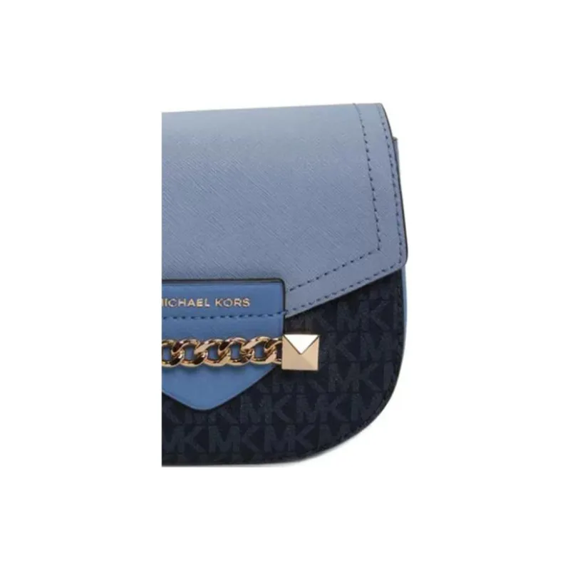 MICHAEL KORS Karla Leather Shoulder Bag Crossbody Bag Small Size Women's Blue & Black-1