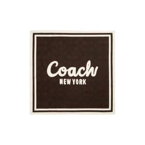 COACH Mulberry Silk Scarves Unisex Chestnut