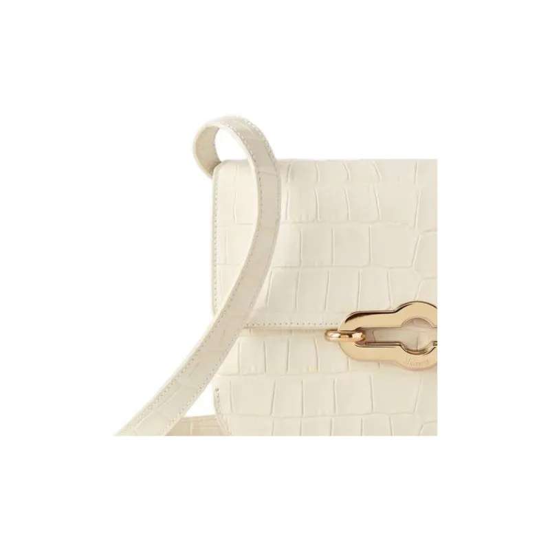Mulberry Crocodile Pattern Leather Shoulder Bag Crossbody Bag Small Size Women's Eggshell Yellow-4