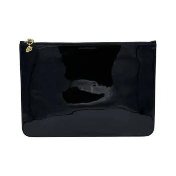 Alexander McQueen Patent Leather Clutch Large Size Women's Black