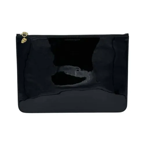 Alexander McQueen Patent Leather Clutch Large Size Women's Black