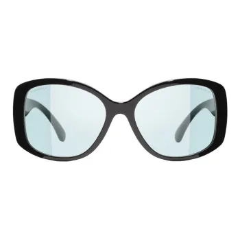 CHANEL Plate Frame Butterfly Sunglasses Unisex Black