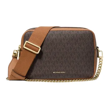 MICHAEL KORS Bryant Artificial Leather Crossbody Bag, Shoulder Bag Medium Size Women's Dark Brown & Acorn Brown