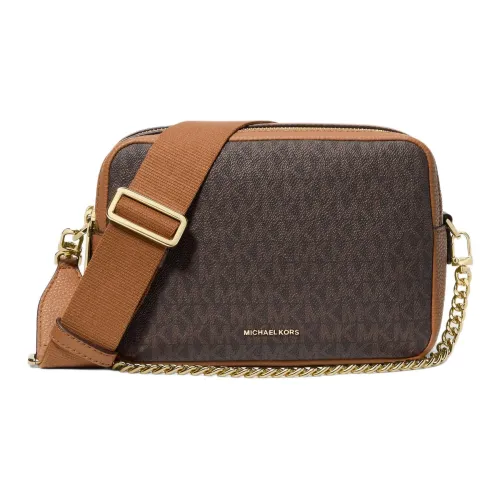 MICHAEL KORS Bryant Artificial Leather Crossbody Bag, Shoulder Bag Medium Size Women's Dark Brown & Acorn Brown