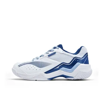 LiNing Thunder Training Cushioning Anti Slip And Wear Resistant Low Top Badminton Shoes Unisex White Blue