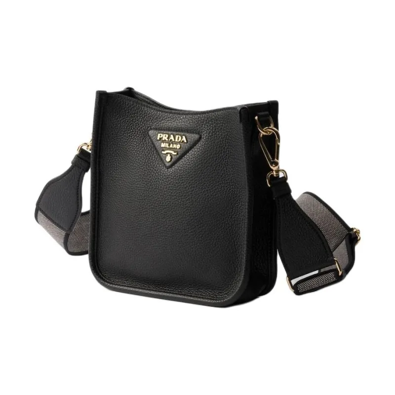 PRADA Leather Shoulder Bag Mini Women's Black-2