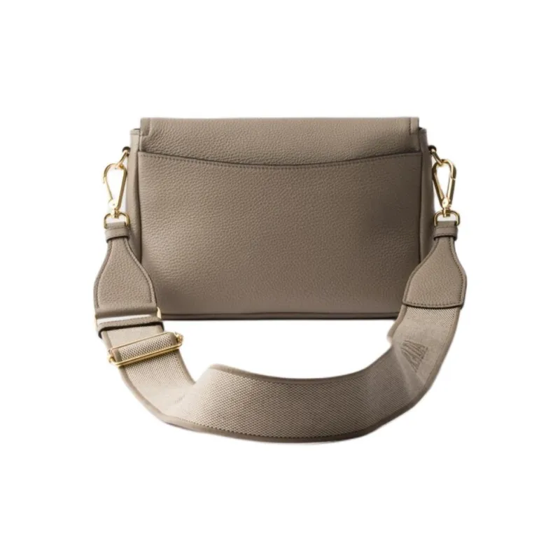 PRADA Cow Leather Shoulder Bag Women's Light Gray-3