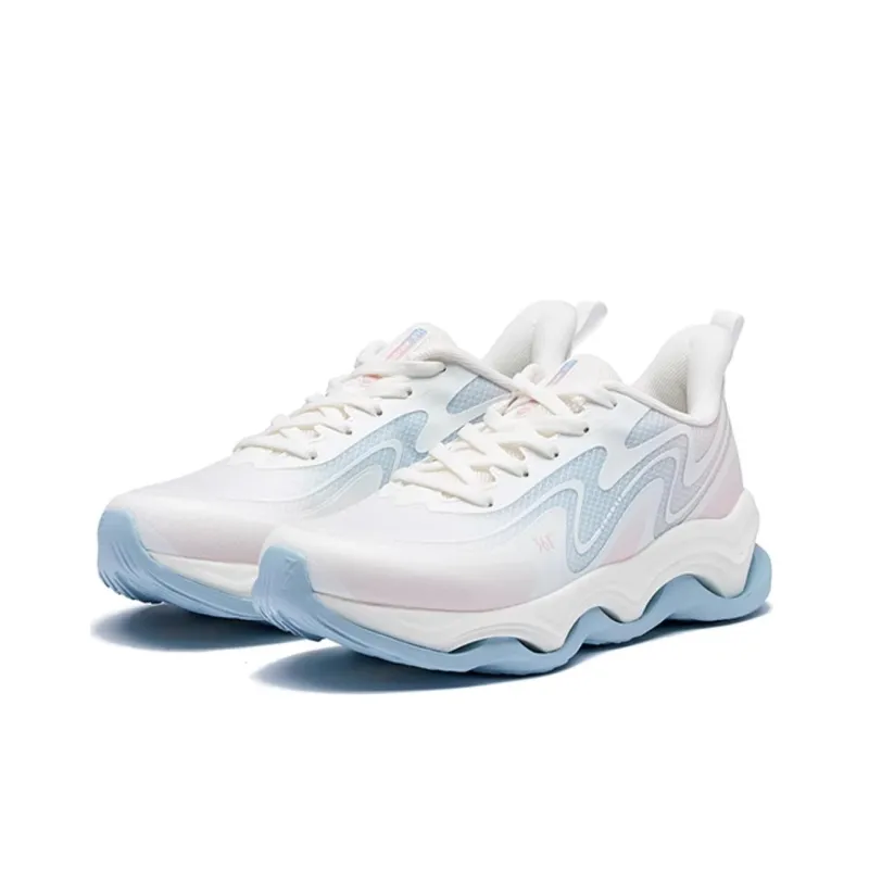 361° Cushioning, Wear Resistant Low Top Running Shoes Women's White Blue-2
