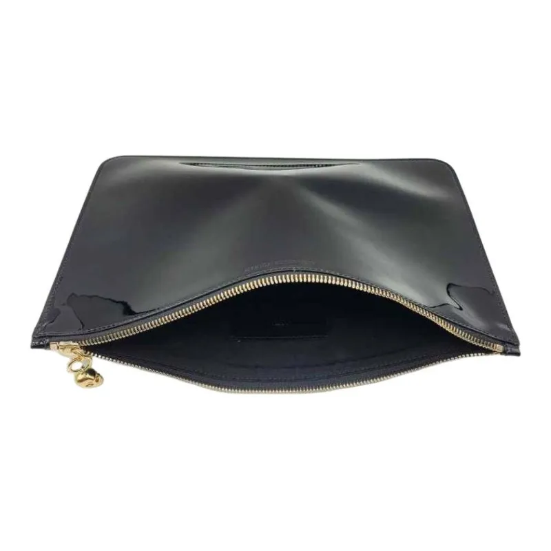 Alexander McQueen Patent Leather Clutch Large Size Women's Black-4