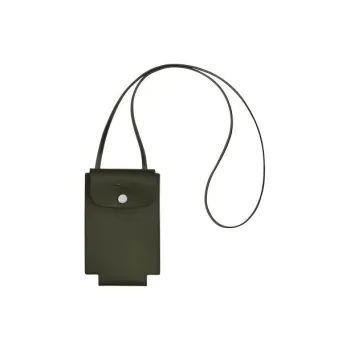 LONGCHAMP Le Pliage Green Cow Leather Shoulder Bag Crossbody Bag Cell Phone Pouch Men's Forest Green