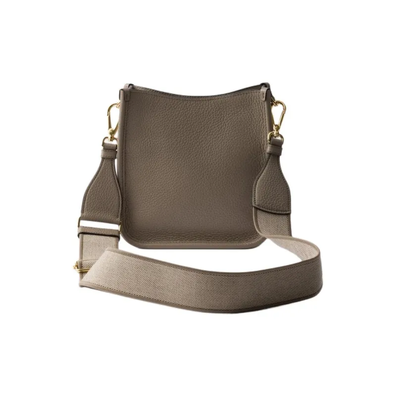 PRADA Leather Shoulder Bag Mini Women's Clay Gray-3