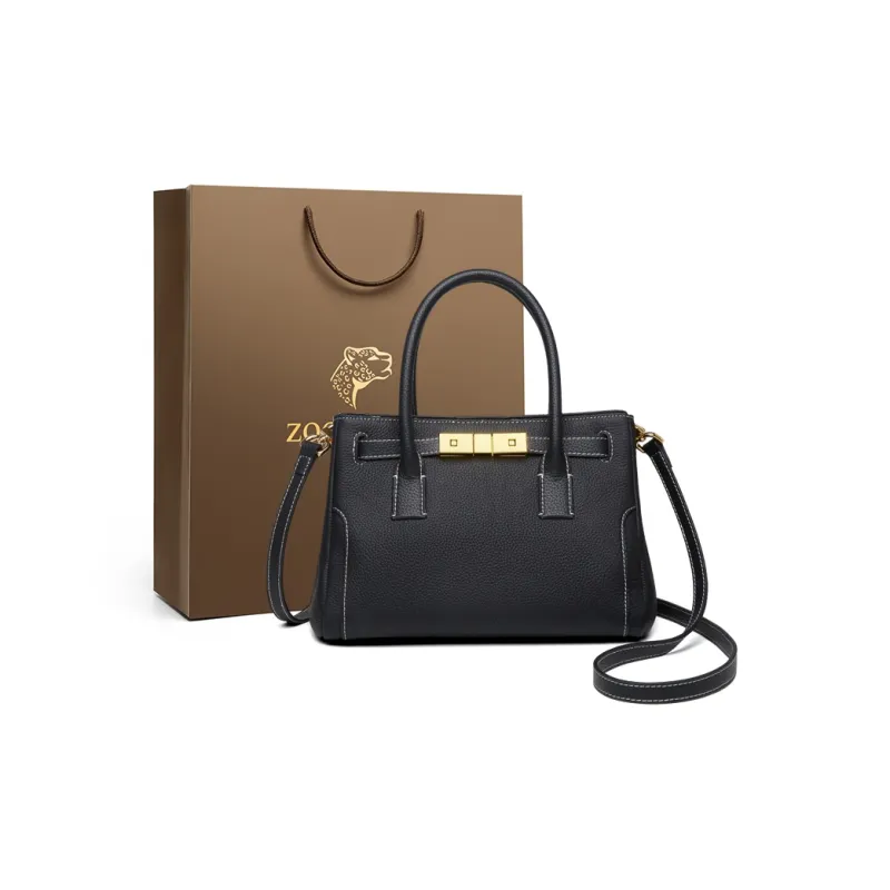 ZOOLER Cow Leather One Shoulder Handbag Women's Phantom Night Black/Gold Brown/Cream Apricot-0