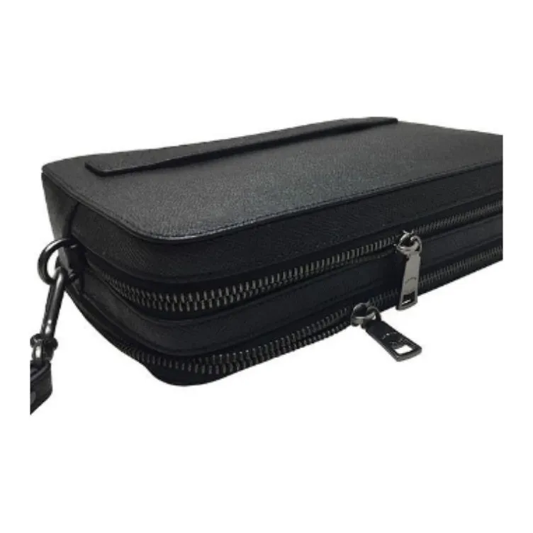 COACH Pouchette Leather Clutch Small Size Men's Black-3